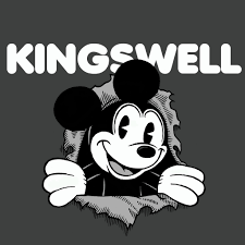 KINGSWELL identity — Mickey Mouse mark referencing Walt Disney's 1930 design patent.